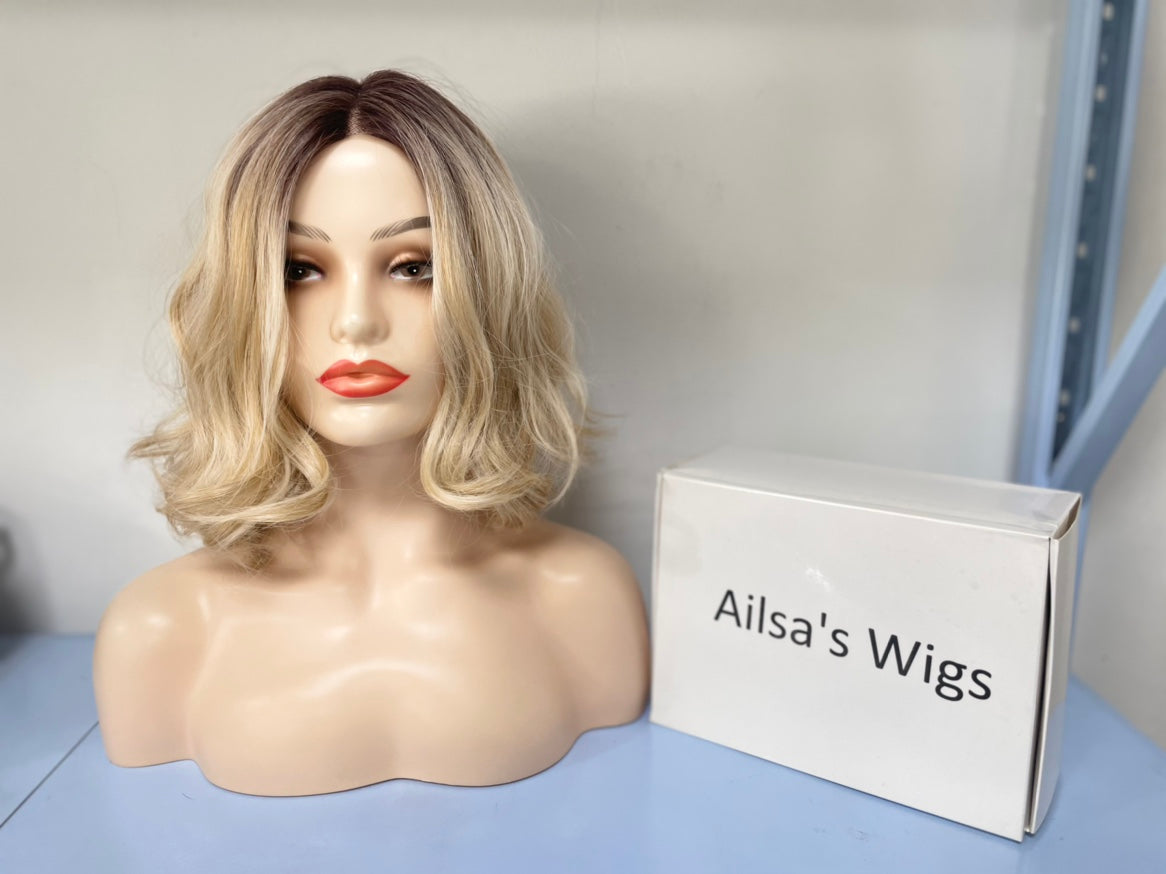 Ailsa's Wig Ash Blonde Wig for Women Glueless Synthetic Hair Light Blonde Wavy Wig